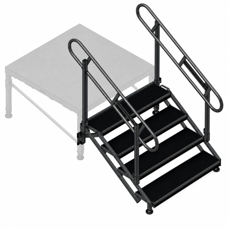 Stage 4 Step Pkg Rails rental — Creative Events & Rentals, Fort Myers FL